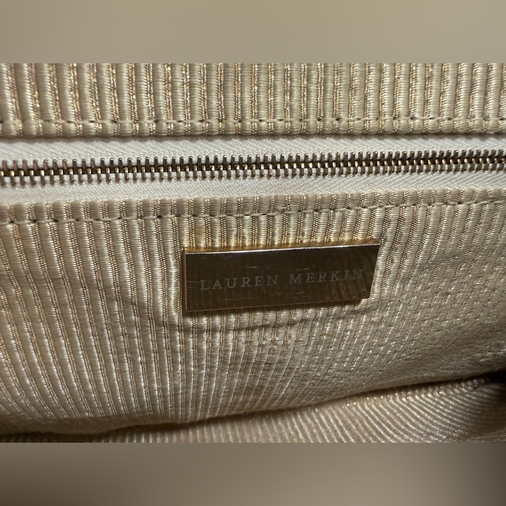 LAUREN MERKIN BLACK SNAKESKIN EMBOSSED LEATHER CLUTCH - Picture 8 of 14